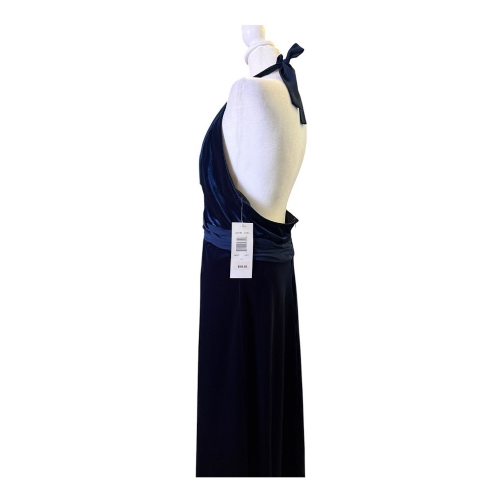Robbie Bee Blue Velvet Halter Evening/prom/night out/cruise dress Plus 14 - Picture 9 of 10